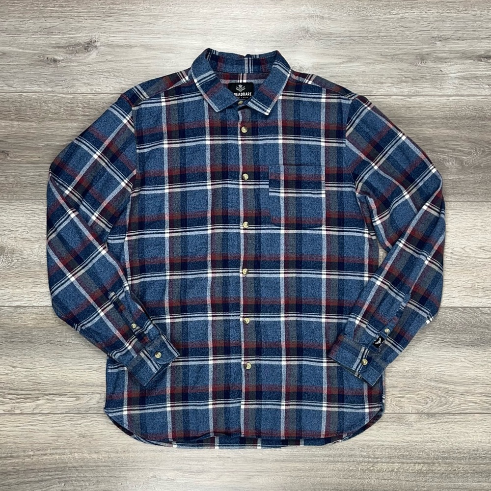 Threadbare Button Down Flannel Shirt Large Blue P… - image 6
